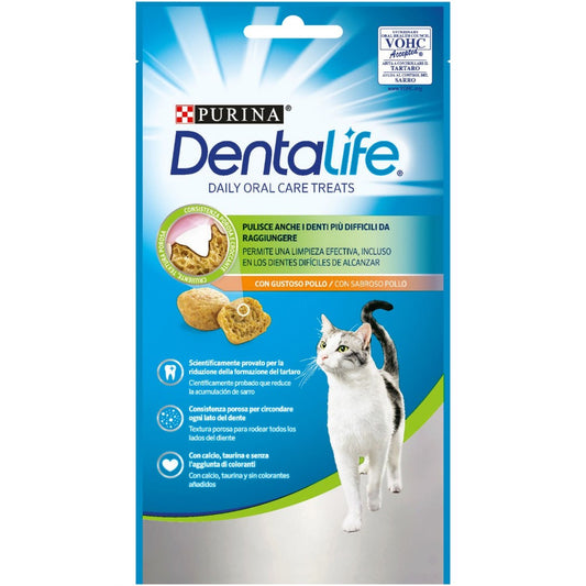Purina Dentalife Feline Cuidado Bucal Sabor Pollo 8 bolsitas de 40g