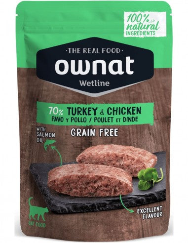 Ownat Wetline Feline Turkey and Chicken Wet Food 12x85g