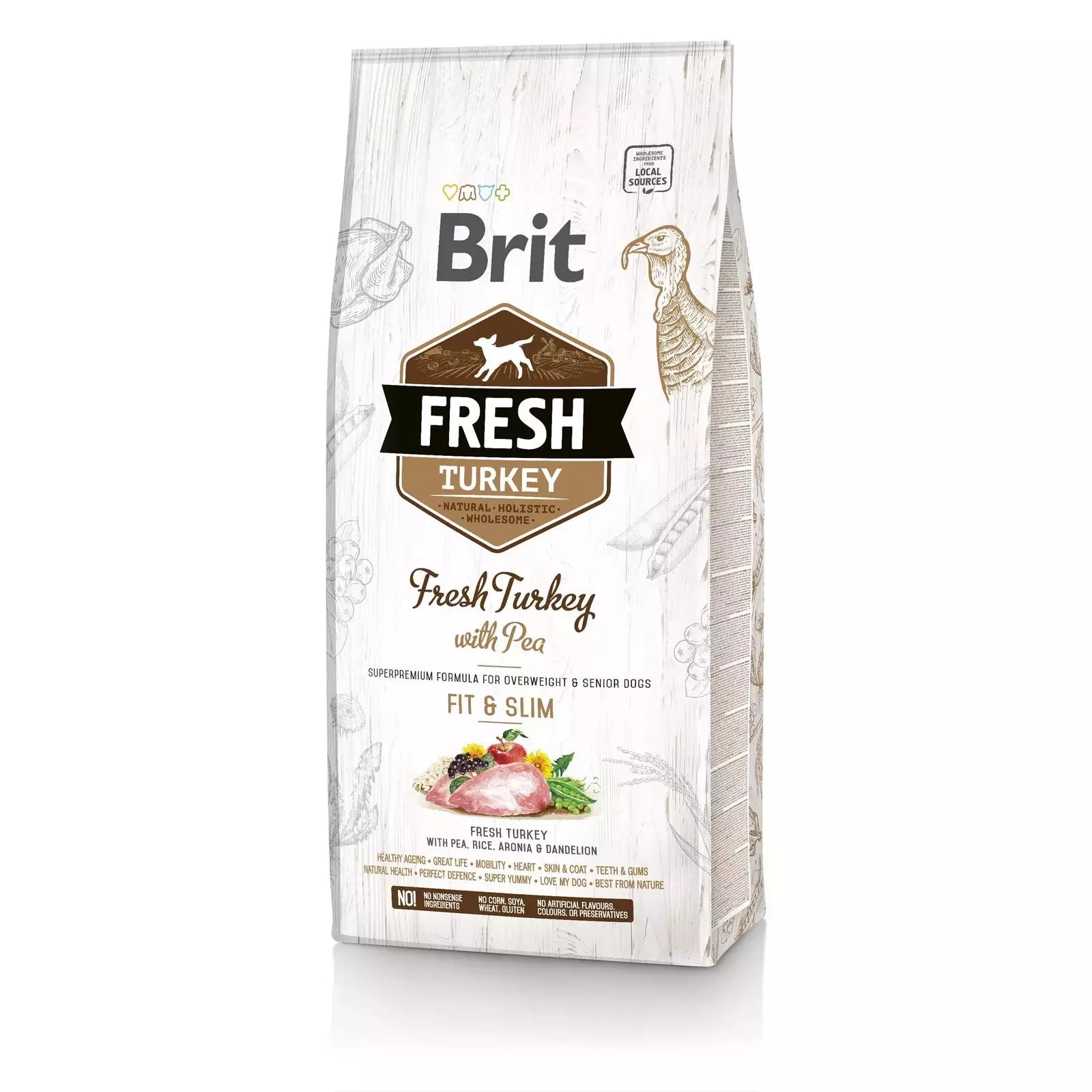 Brit Fresh Light Fit &amp; Slim Turkey Peas Dog Food 12kg