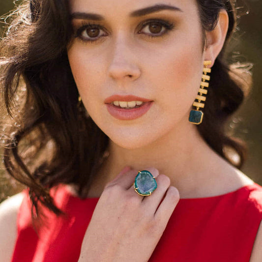 Anillo Geoda Azul Turquesa
